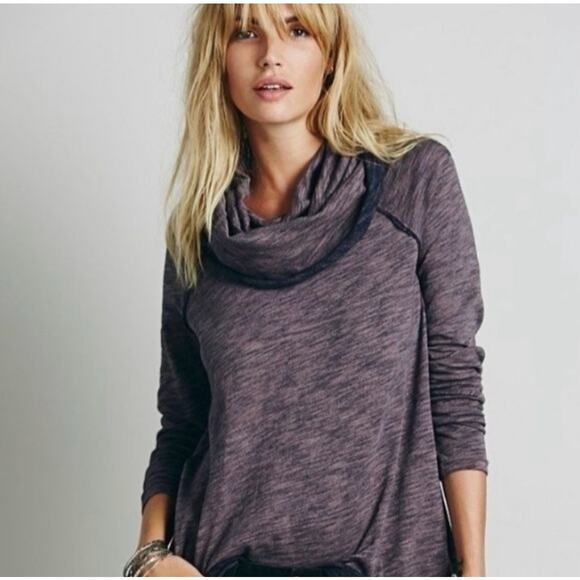 Free People FP Beach Cocoon Cowl Neck Pullover One Body Sweater Heather Purple - Picture 2 of 12